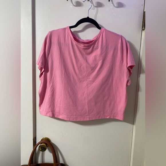 None Tops - Pink, XL, crop tee